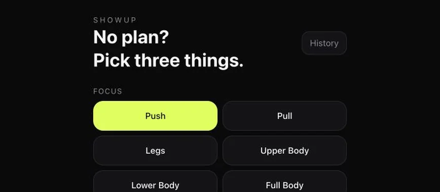 Recorded SHOWUP interface with sample inputs